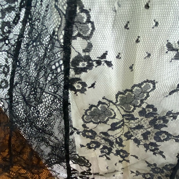 Vintage Lace Black Dress 10 Tall Fit and Flare Babydoll Whimsigoth Fairy ABS Y2K - Picture 15 of 15